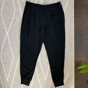 Eileen Fisher Black Georgette Silk Joggers